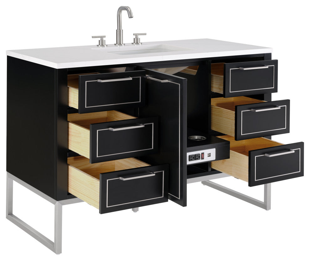 Markham 48" Single Vanity, Midnight Black/Brushed Nickel