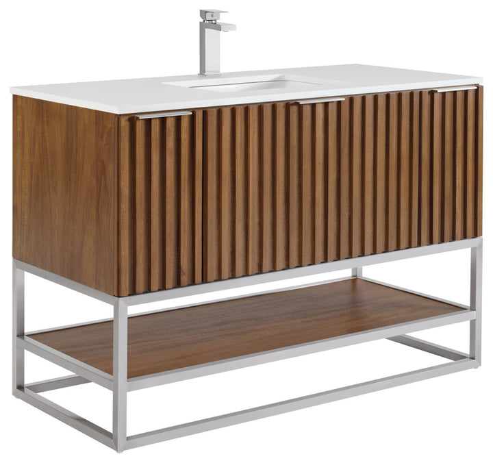 Terra 48" Single Vanity, Walnut/Brushed Nickel