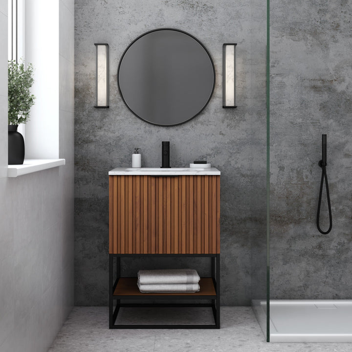 Terra 24" Single Vanity, Walnut/Matte Black