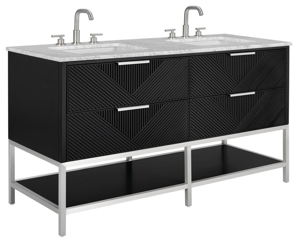 Diamond 60" Double Vanity, Charcoal Black/Brushed Nickel