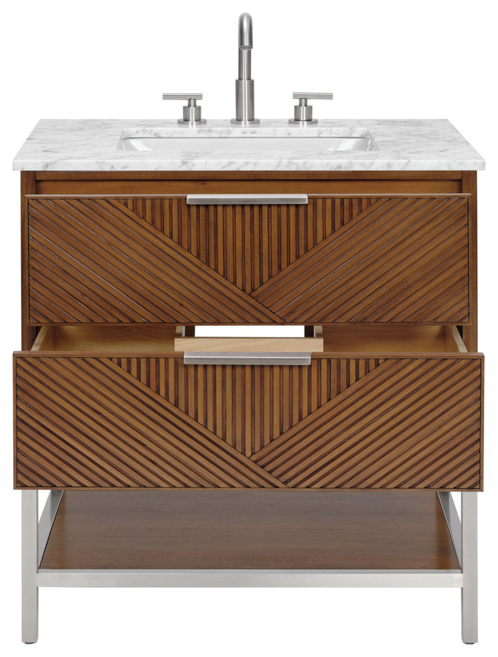 Diamond 30" Single Vanity, Walnut/Brushed Nickel