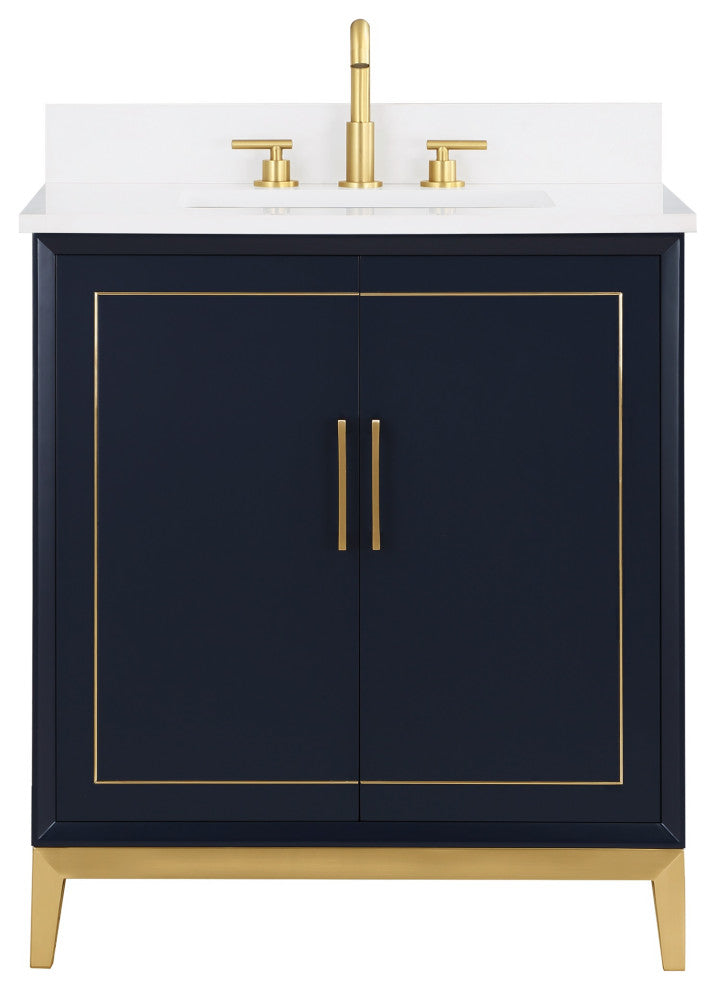 Gracie 30" Single Vanity, Pacific Blue/Satin Brass,