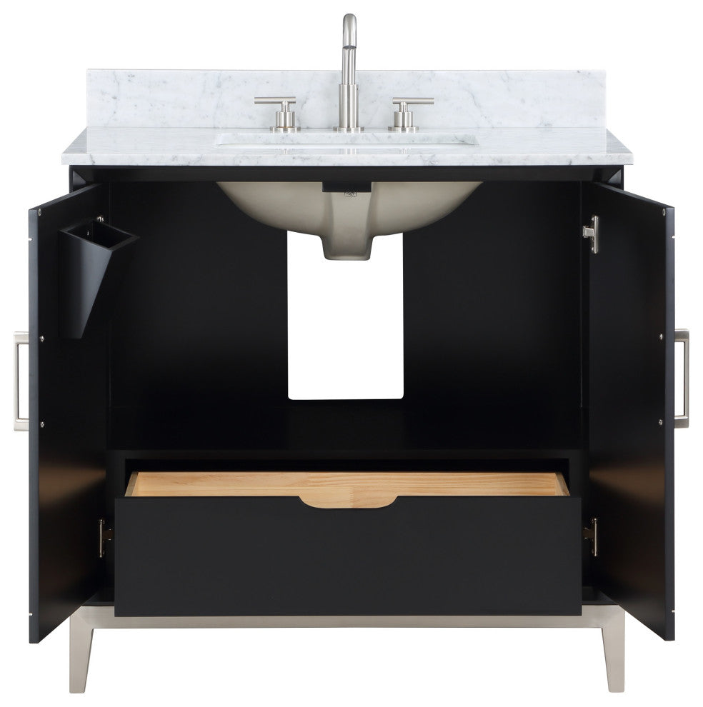 Gracie 30" / 36" Single Vanity, Midnight Black/Brushed Nickel