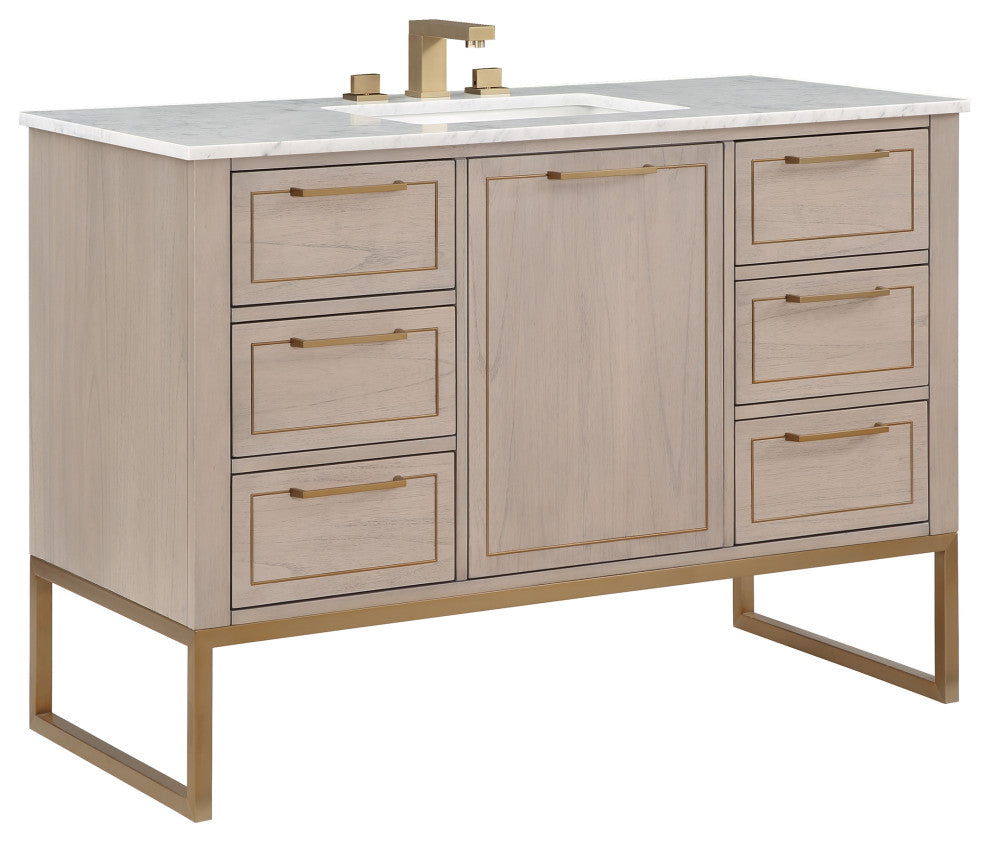 Markham 48" Single Vanity, Cashmere Grey/Satin Brass