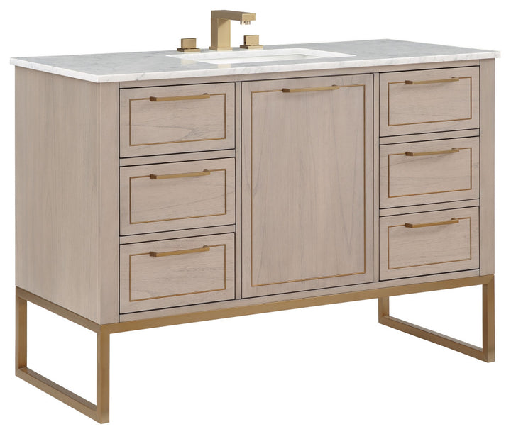 Markham 48" Single Vanity, Cashmere Grey/Satin Brass