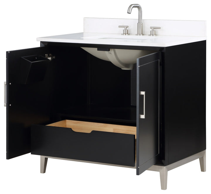 Gracie 36" Single Vanity, Midnight Black/Brushed Nickel