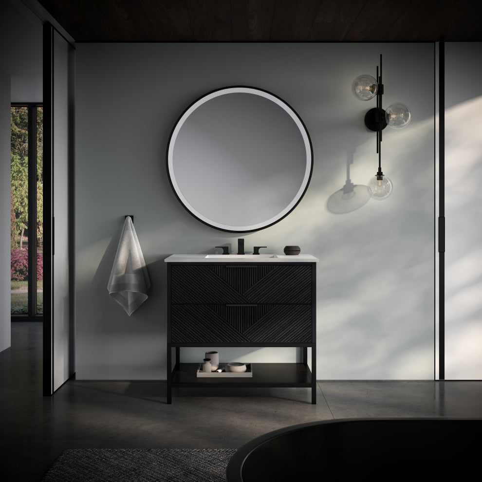 Diamond 36" Single Vanity Vanity, Charcoal Black/Matte Black