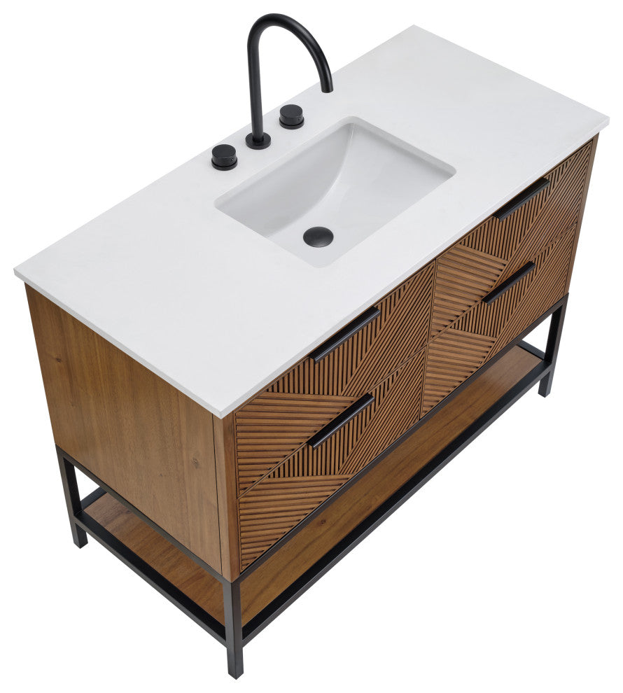 Diamond 48" Single Vanity, Walnut/Matte Black