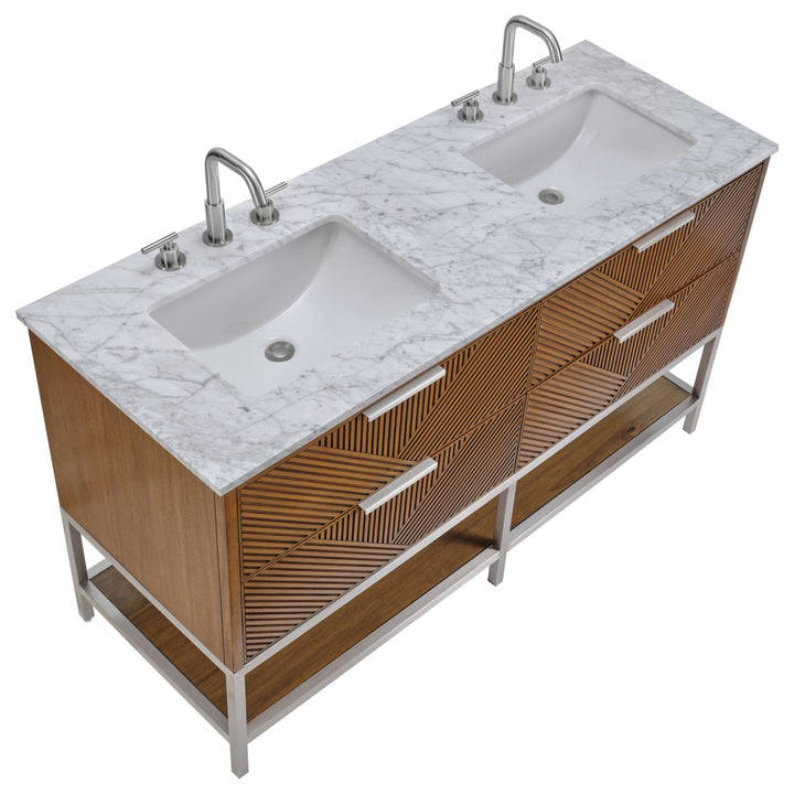 Diamond 60" Double Vanity, Walnut/Brushed Nickel