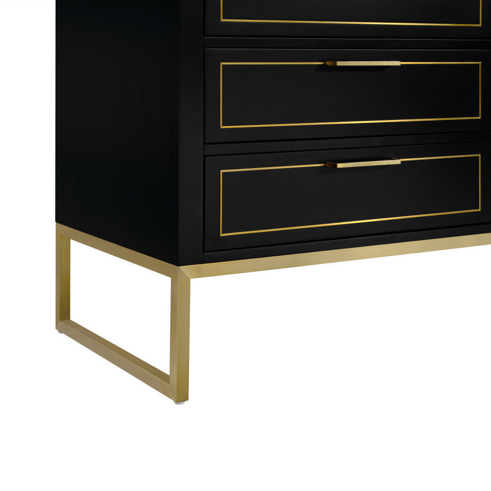 Markham 60" Double Vanity, Midnight Black/Satin Brass