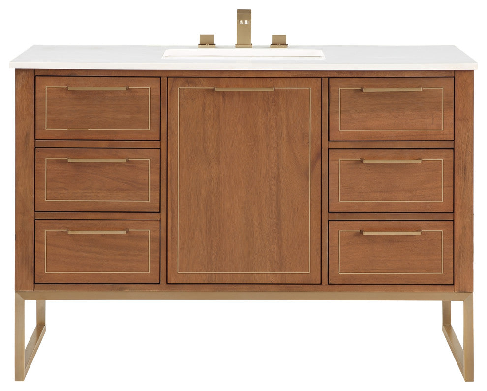 Markham 48" Single Vanity, Walnut/Satin Brass