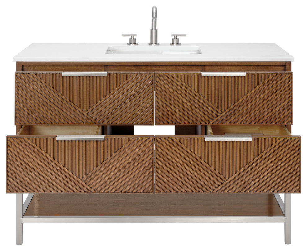 Diamond 48" Single Vanity, Walnut/Brushed Nickel