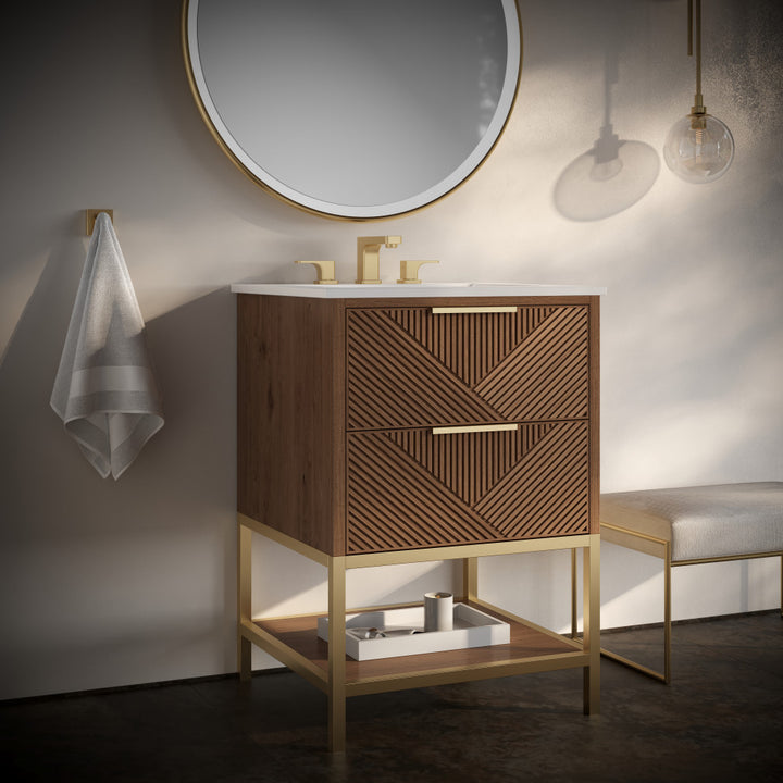 Diamond 24" Single Vanity, Walnut/Satin Brass