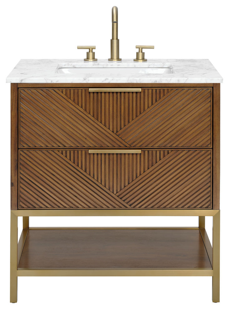 Diamond 30" Single Vanity, Walnut/Satin Brass