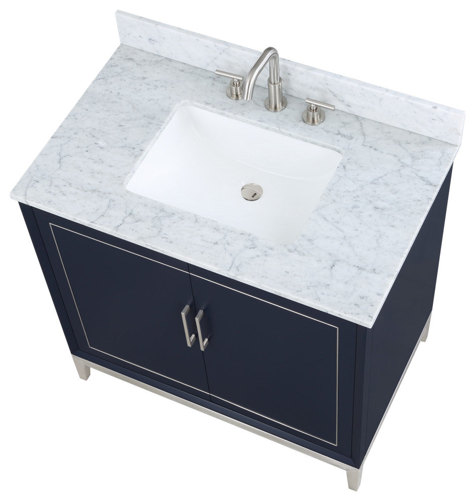 Gracie 36" Single Vanity, Pacific Blue/Brushed Nickel