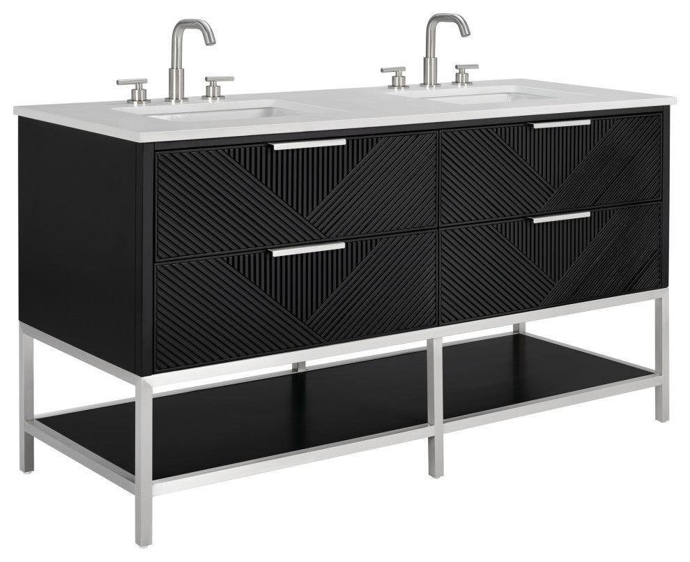 Diamond 60" Double Vanity, Charcoal Black/Brushed Nickel