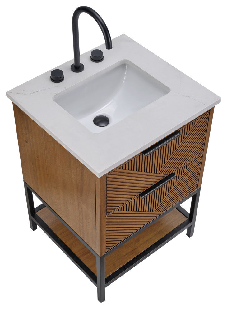 Diamond 24" Single Vanity, Walnut/Matte Black