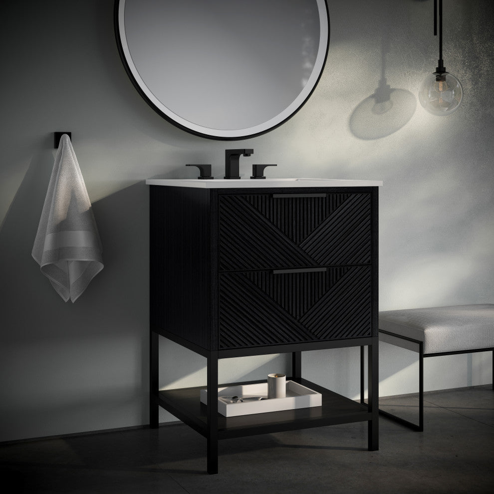 Diamond 24" Single Vanity, Charcoal Black/Matte Black