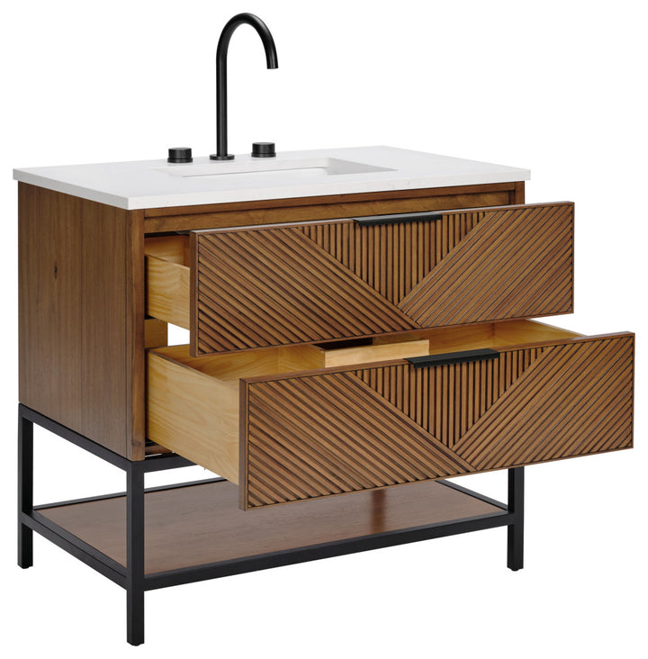 Diamond 36" Single Vanity Vanity, Walnut/Matte Black