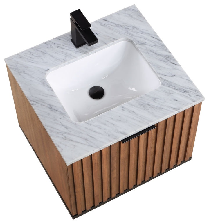 Terra 24" Single Floating Vanity, Walnut/Matte Black