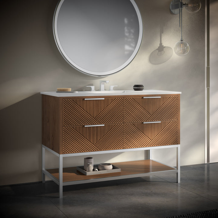 Diamond 48" Single Vanity, Walnut/Brushed Nickel