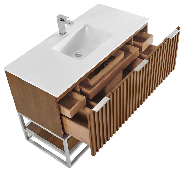 Terra 48" Single Vanity, Walnut/Brushed Nickel