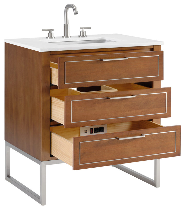 Markham 30" Single Vanity, Walnut/Brushed Nickel