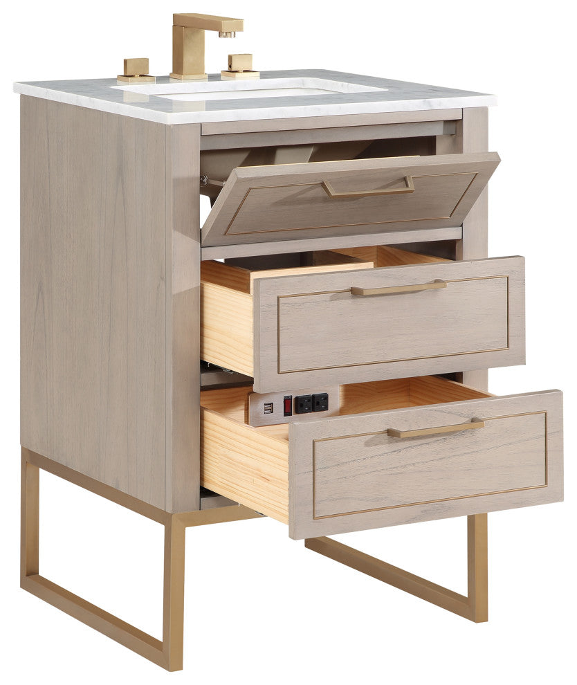 Markham 24" Single Vanity, Cashmere Grey/Satin Brass