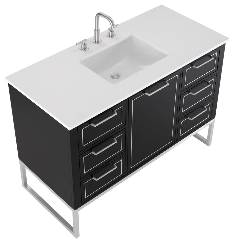 Markham 48" Single Vanity, Midnight Black/Brushed Nickel