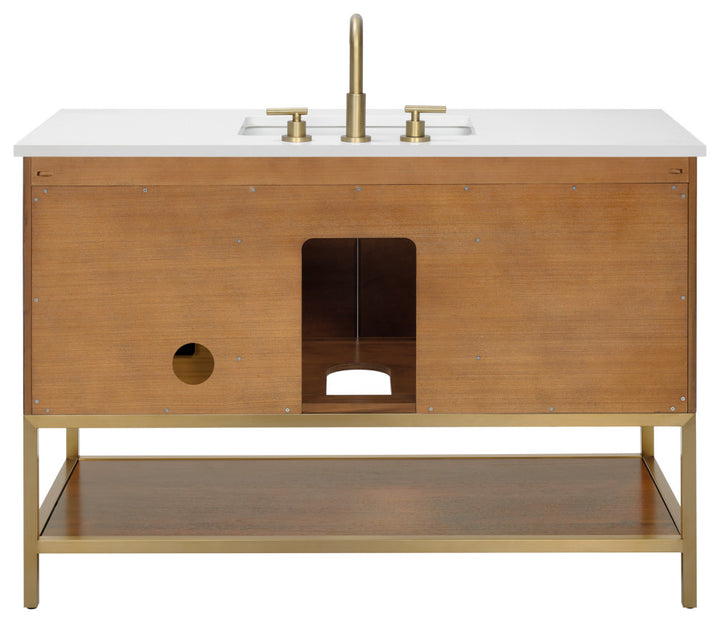 Diamond 48" Single Vanity, Walnut/Satin Brass