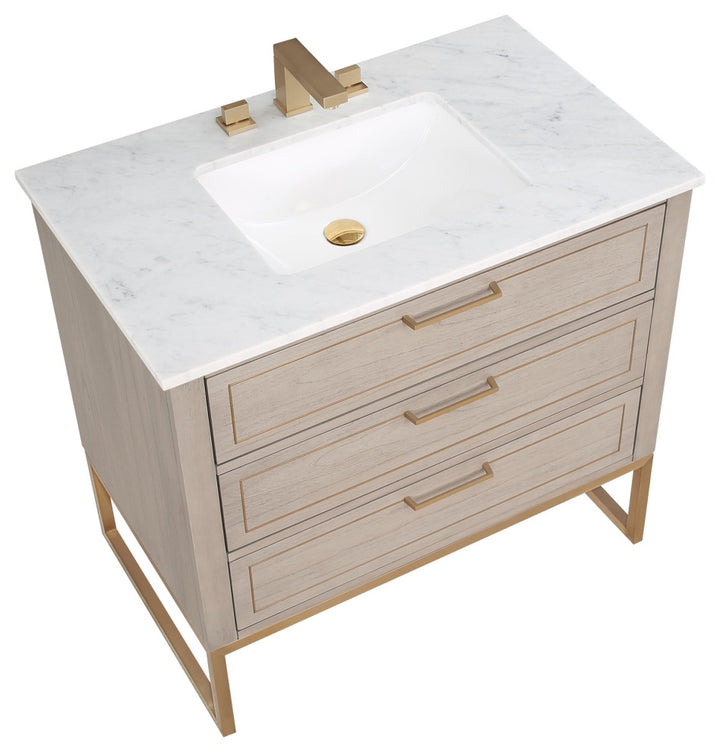 Markham 36" Single Vanity, Cashmere Grey/Satin Brass