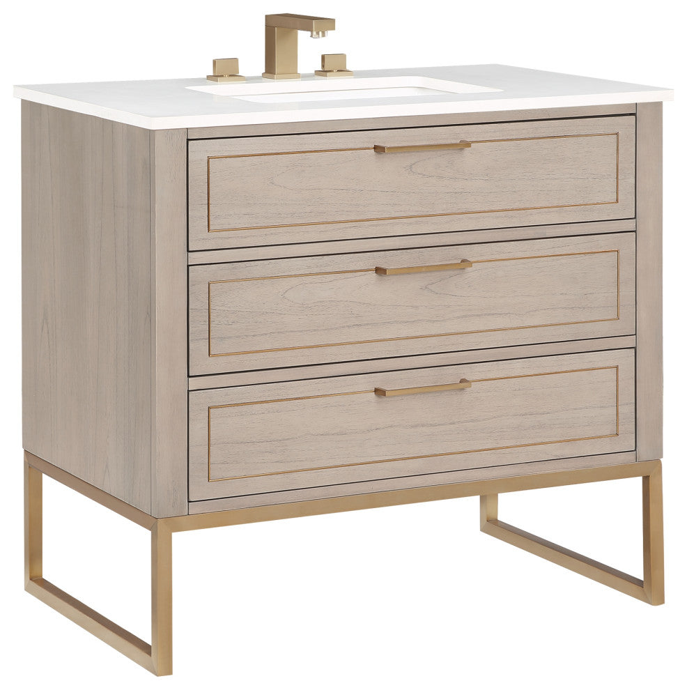 Markham 36" Single Vanity, Cashmere Grey/Satin Brass