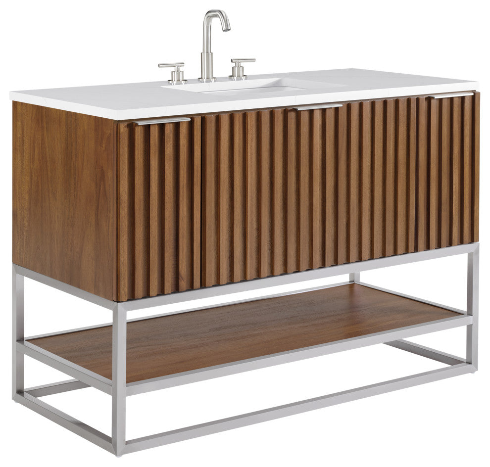 Terra 48" Single Vanity, Walnut/Brushed Nickel