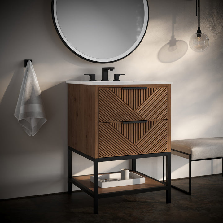 Diamond 24" Single Vanity, Walnut/Matte Black