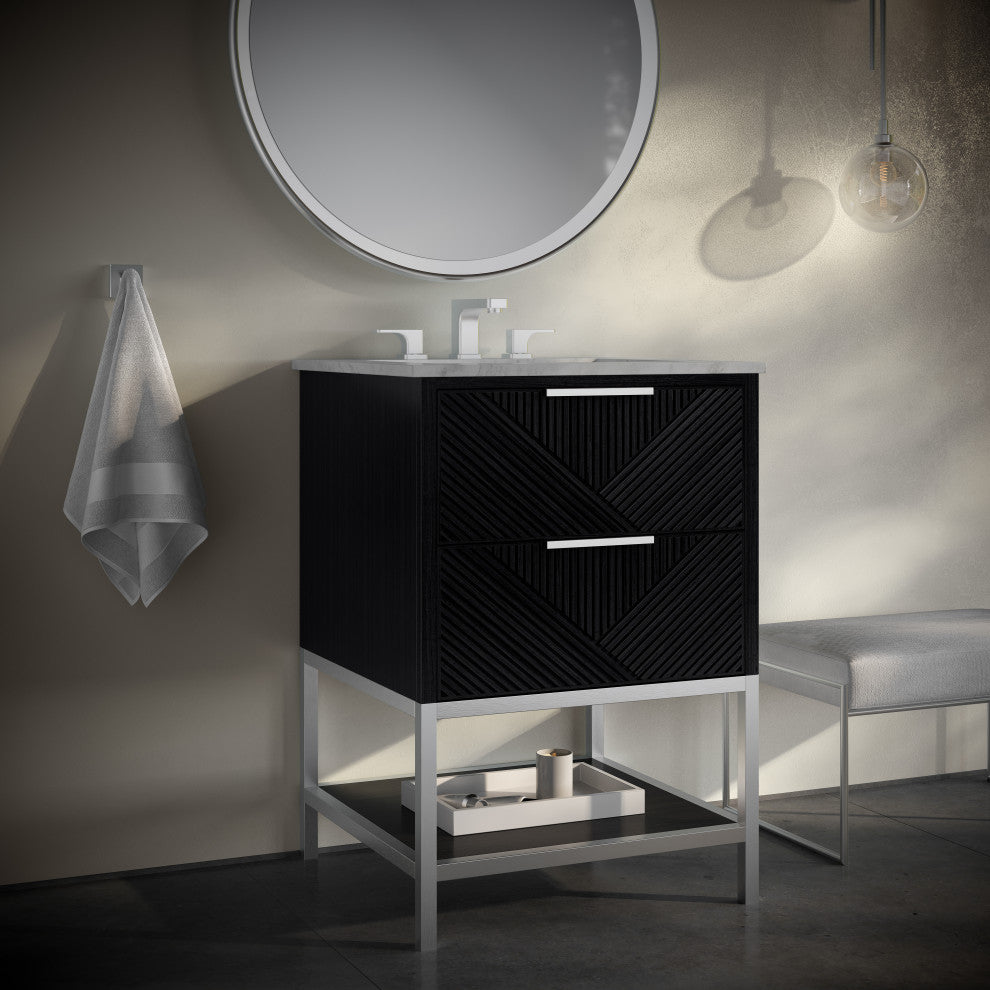 Diamond 24" Single Vanity, Charcoal Black/Brushed Nickel