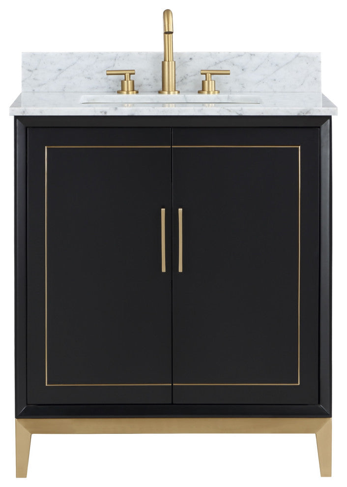 Gracie 30" Single Vanity, Midnight Black/Satin Brass