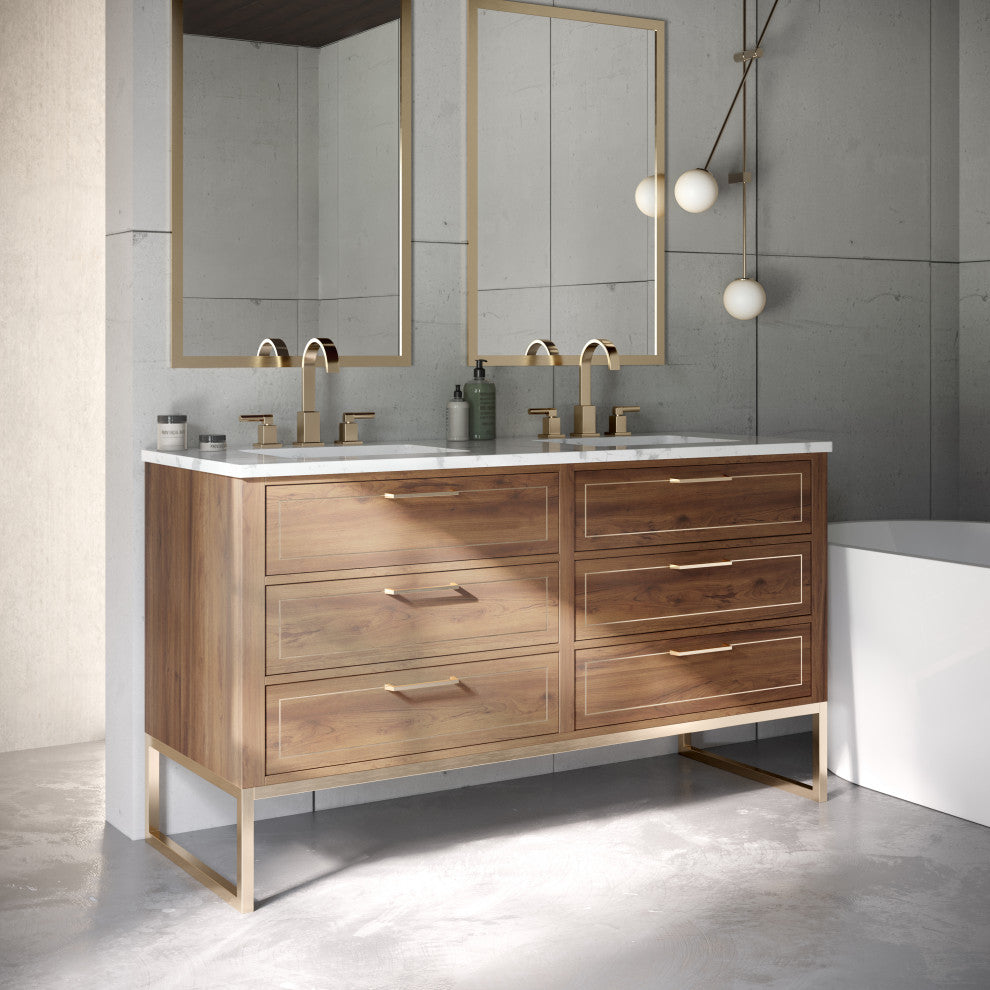 Markham 48" Single Vanity, Walnut/Satin Brass