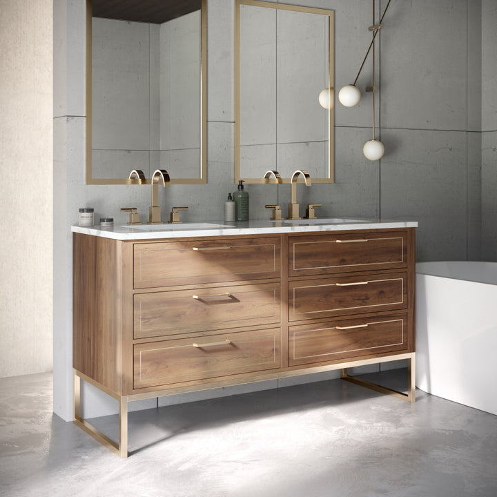 Markham 48" Single Vanity, Walnut/Satin Brass