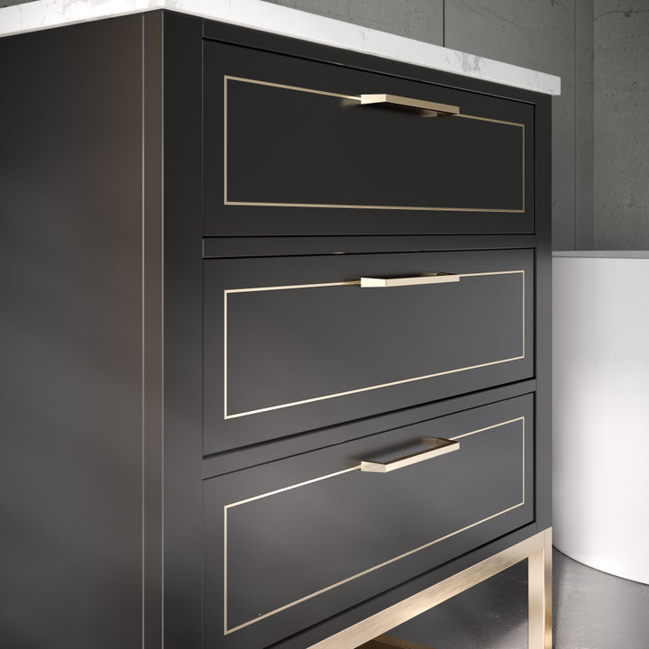 Markham 30" Single Vanity, Midnight Black/Satin Brass,