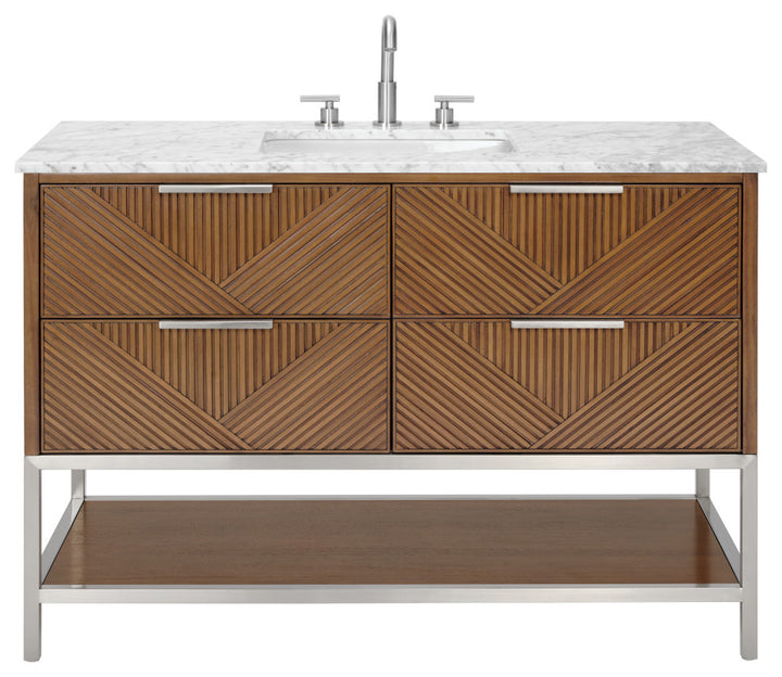 Diamond 48" Single Vanity, Walnut/Brushed Nickel