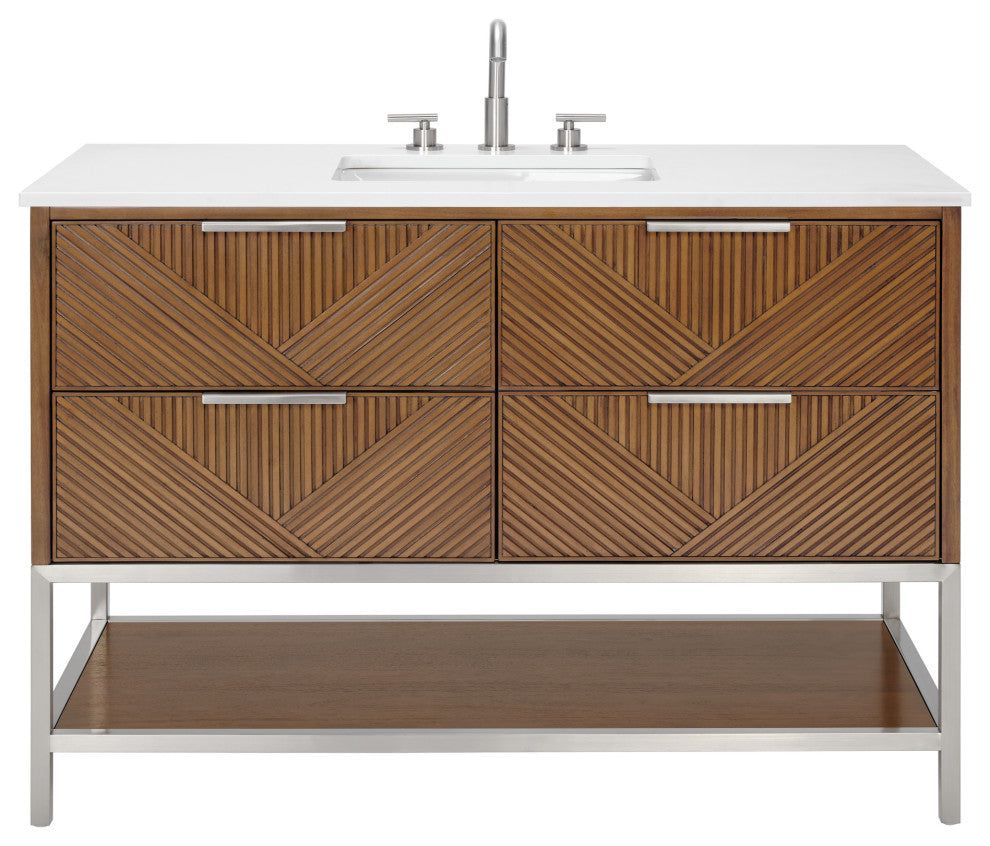 Diamond 48" Single Vanity, Walnut/Brushed Nickel