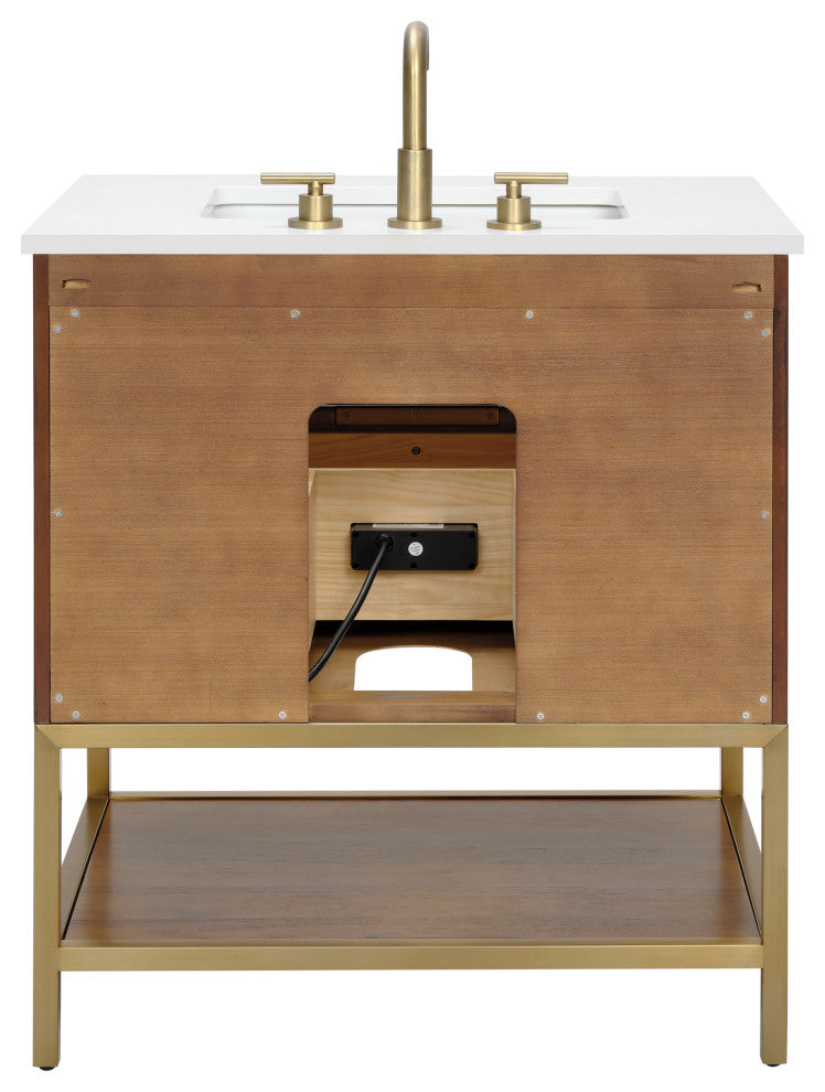 Diamond 30" Single Vanity, Walnut/Satin Brass