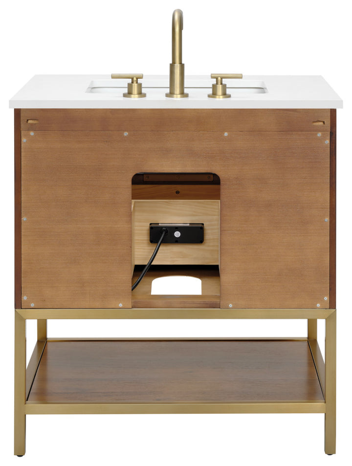 Diamond 30" Single Vanity, Walnut/Satin Brass