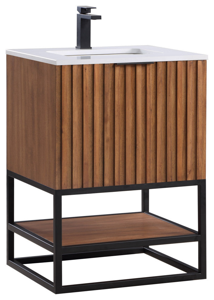 Terra 24" Single Vanity, Walnut/Matte Black