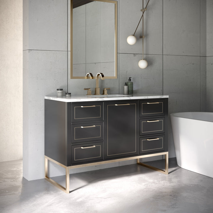 Markham 48" Single Vanity, Midnight Black/Satin Brass