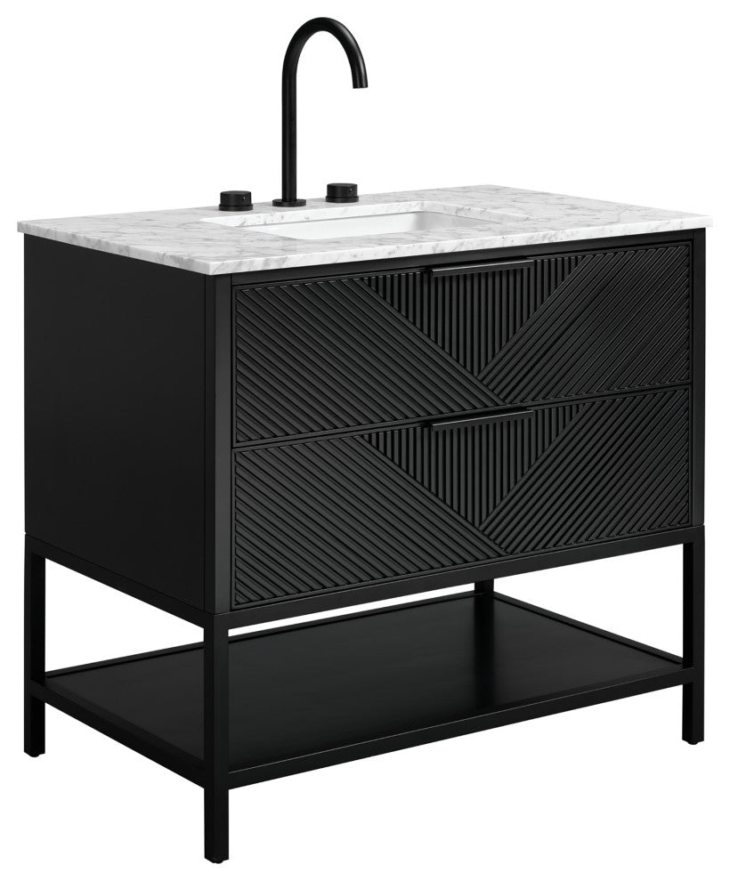 Diamond 36" Single Vanity Vanity, Charcoal Black/Matte Black