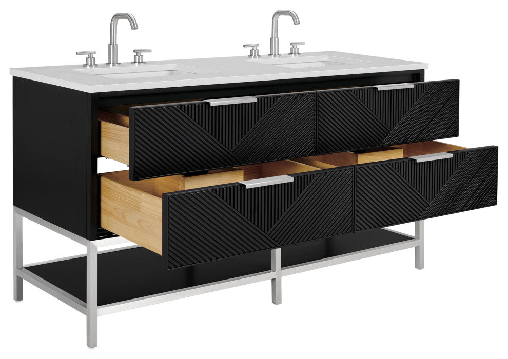 Diamond 60" Double Vanity, Charcoal Black/Brushed Nickel