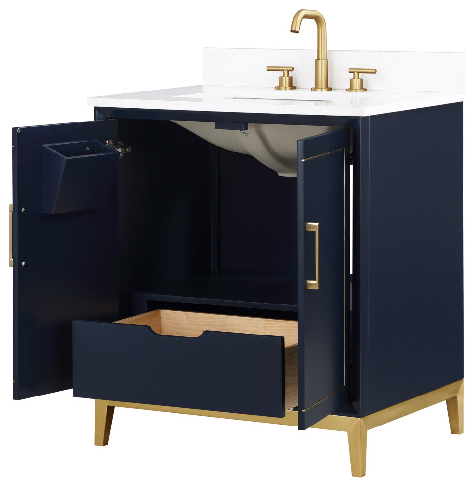 Gracie 30" Single Vanity, Pacific Blue/Satin Brass,