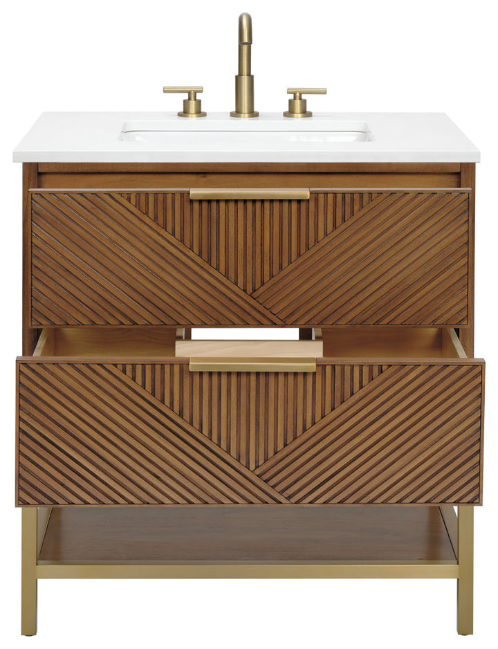 Diamond 30" Single Vanity, Walnut/Satin Brass