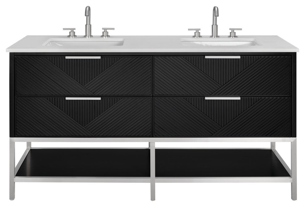 Diamond 60" Double Vanity, Charcoal Black/Brushed Nickel